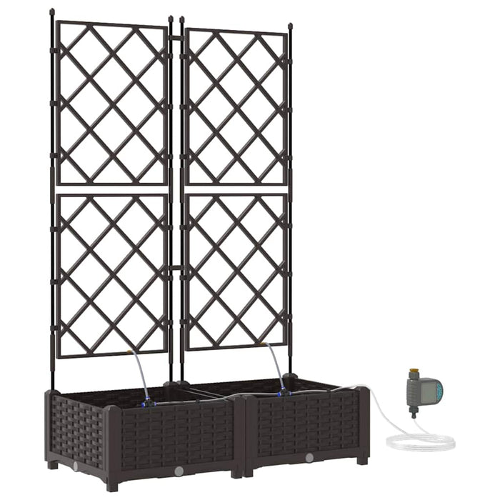 Vaso da giardino 2 pz-Set di 2 Fioriera da Esterno-Contenitore per Piante Marrone Acciaio 386344