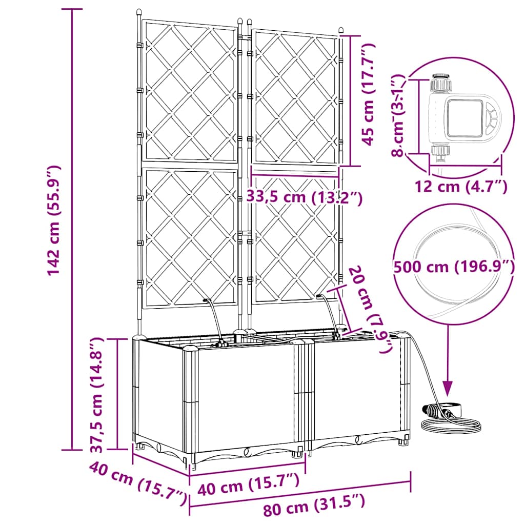 Vasi da giardino Marrone 80 x 40 x 142 cm Acciaio 42002828