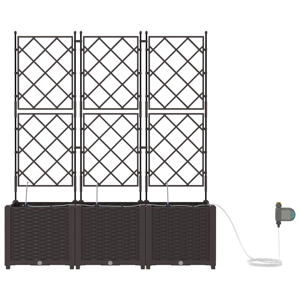 Vaso da giardino 3 pz-Set di 3 Fioriera da Esterno-Contenitore per Piante Marrone Acciaio 199489