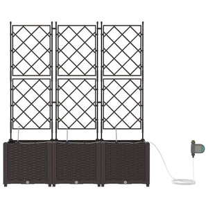 Vaso da giardino 3 pz-Set di 3 Fioriera da Esterno-Contenitore per Piante Marrone Acciaio 199489