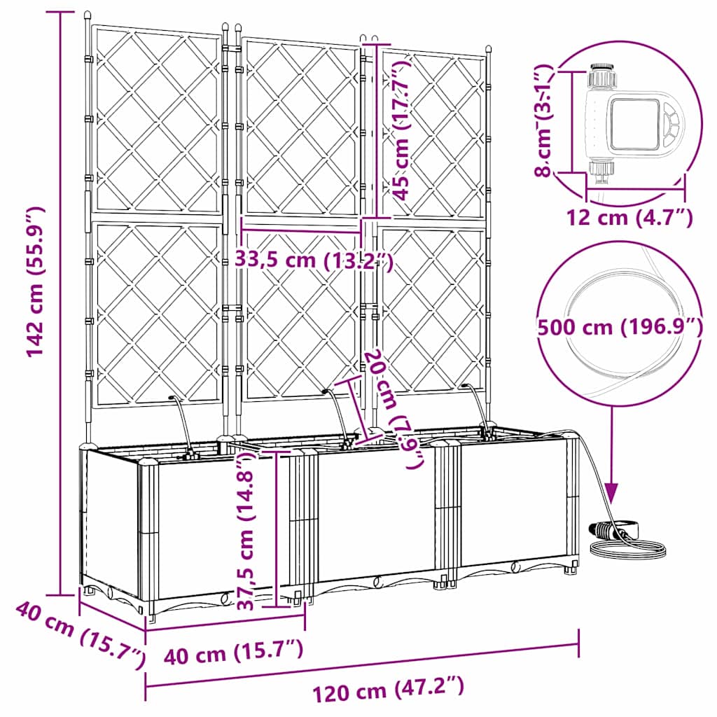 Vasi da giardino Marrone 120 x 40 x 142 cm Acciaio 42002830