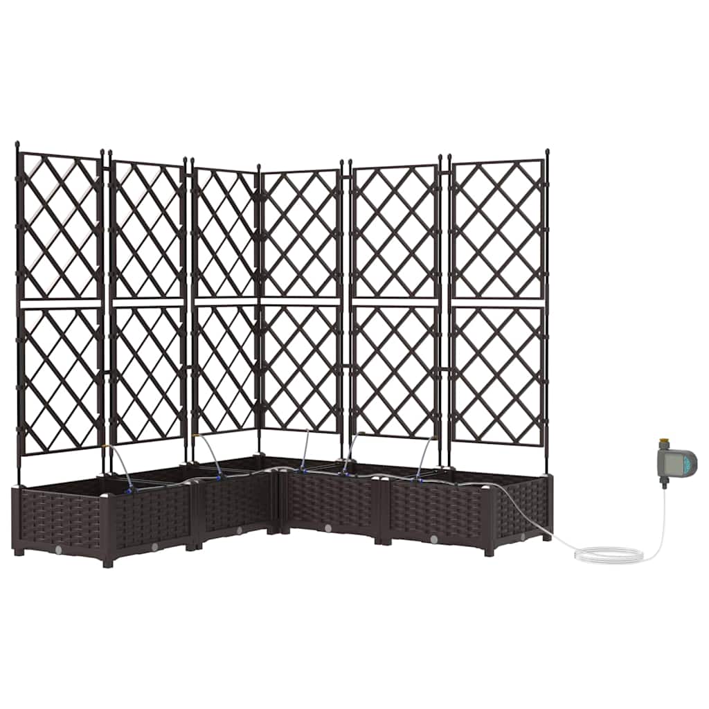 Vaso da giardino 5 pz-Set di 5 Fioriera da Esterno-Contenitore per Piante Marrone Acciaio 339153