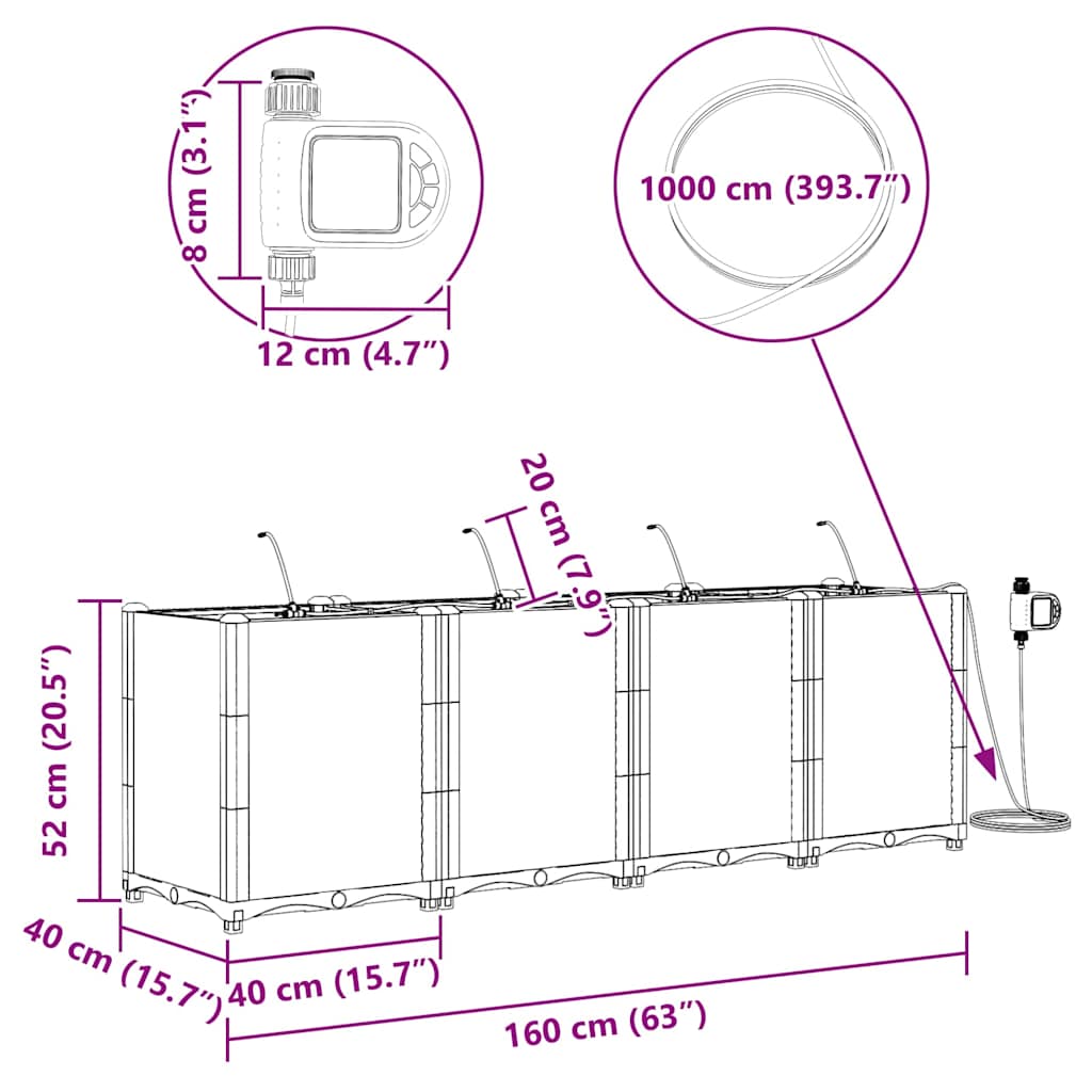 Vasi da giardino Marrone 160 x 40 x 52 cm Acciaio 42002834