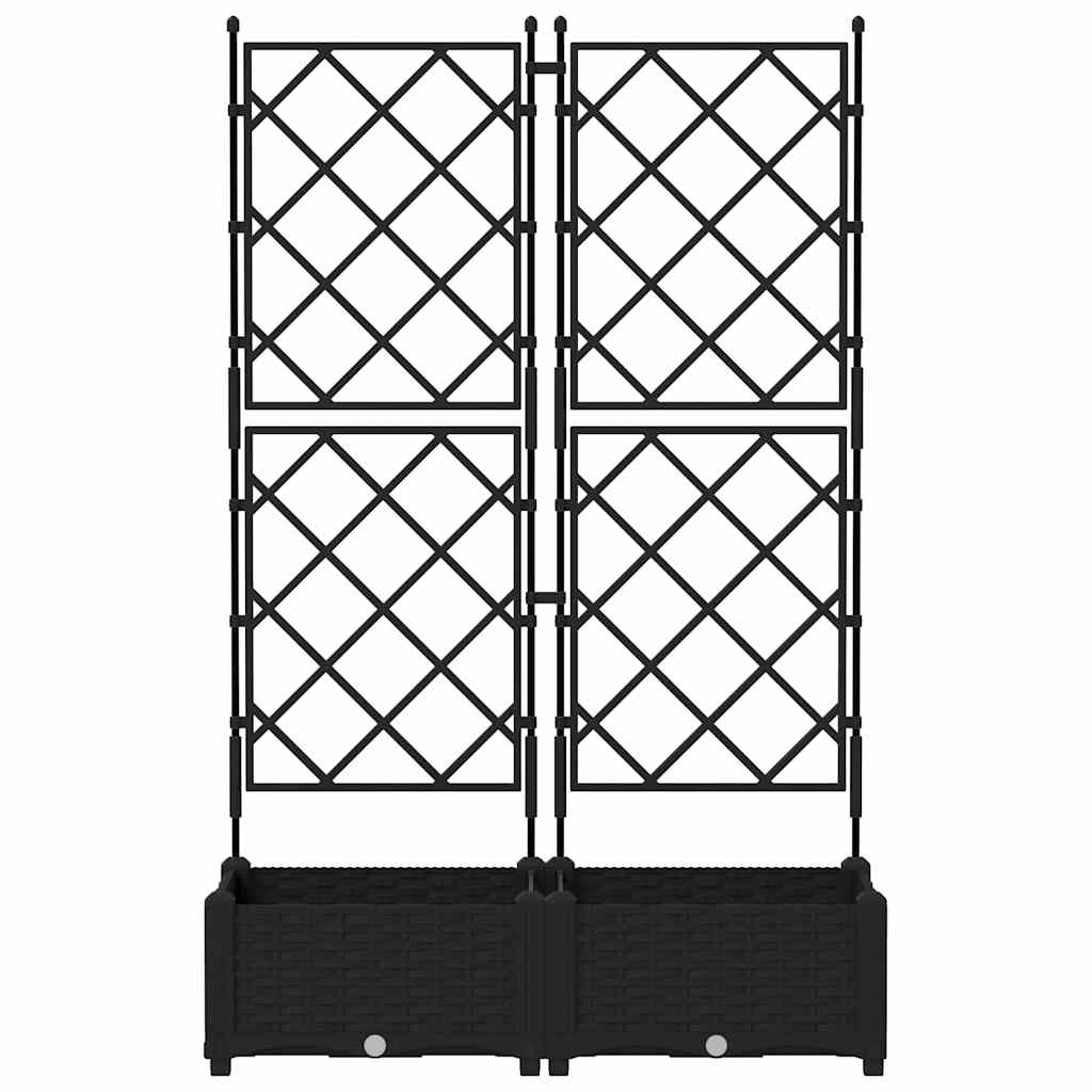 Vaso da giardino 2 pz-Set di 2 Fioriera da Esterno-Contenitore per Piante Nero 80 x 40 x 125,5 cm Acciaio