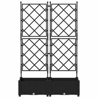 Vaso da giardino 2 pz-Set di 2 Fioriera da Esterno-Contenitore per Piante Nero 80 x 40 x 125,5 cm Acciaio