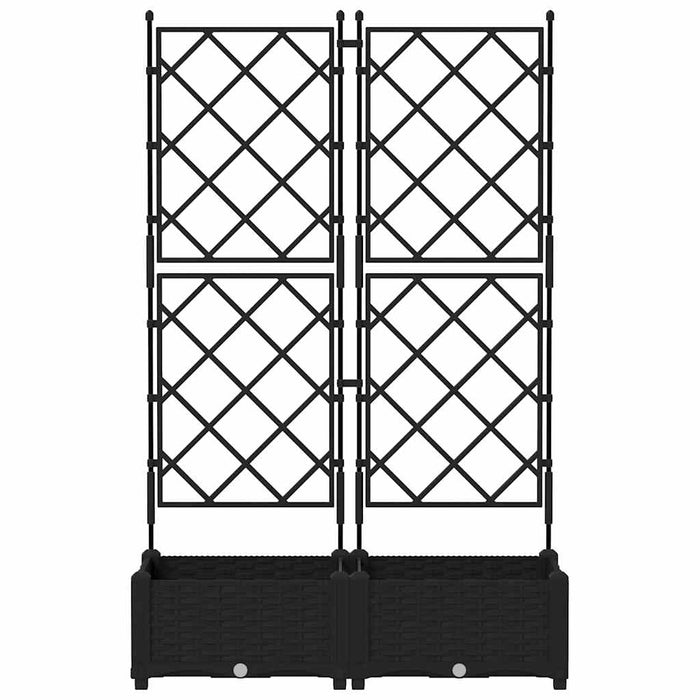 Vaso da giardino 2 pz-Set di 2 Fioriera da Esterno-Contenitore per Piante Nero 80 x 40 x 125,5 cm Acciaio