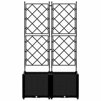 Vaso da giardino 2 pz-Set di 2 Fioriera da Esterno-Contenitore per Piante Nero 80 x 40 x 143 cm Acciaio