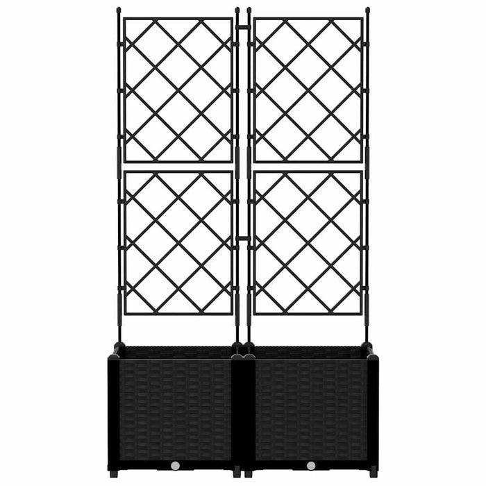 Vaso da giardino 2 pz-Set di 2 Fioriera da Esterno-Contenitore per Piante Nero 80 x 40 x 143 cm Acciaio