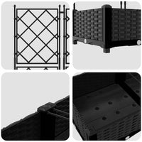 Vaso da Giardino con Trellis 3 pcs Nero 120 x 40 x 125.5 cm PP 42002839