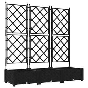 Vaso da Giardino con Trellis 3 pcs Nero 120 x 40 x 125.5 cm PP 42002839