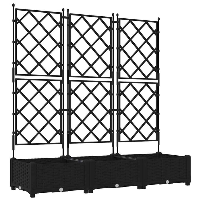 Vaso da Giardino con Trellis 3 pcs Nero 120 x 40 x 125.5 cm PP 42002839