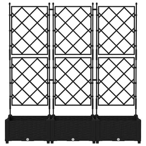 Vaso da Giardino con Trellis 3 pcs Nero 120 x 40 x 125.5 cm PP 42002839
