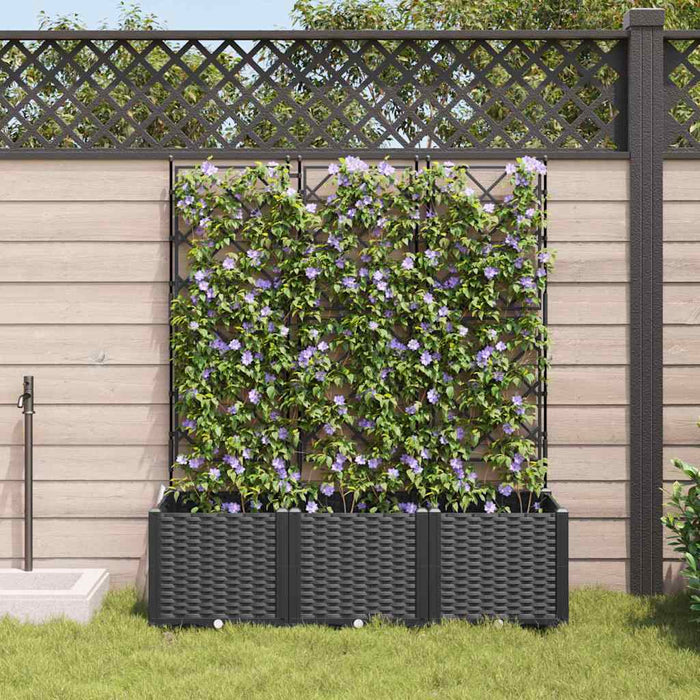 Vaso da Giardino con Trellis 3 pcs Nero 120 x 40 x 143 cm PP 42002840
