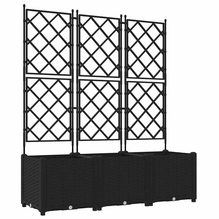 Vaso da giardino 3 pz-Set di 3 Fioriera da Esterno-Contenitore per Piante Nero 120 x 40 x 143 cm Acciaio
