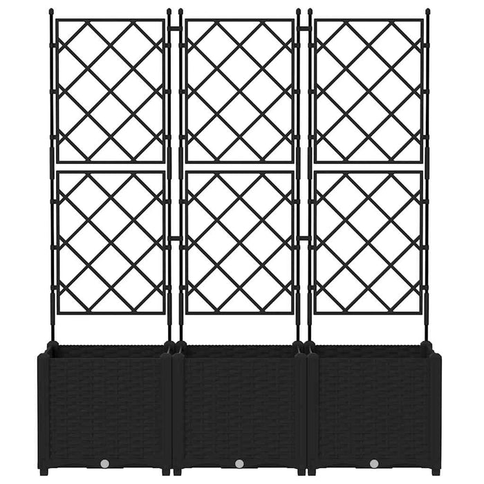 Vaso da Giardino con Trellis 3 pcs Nero 120 x 40 x 143 cm PP 42002840