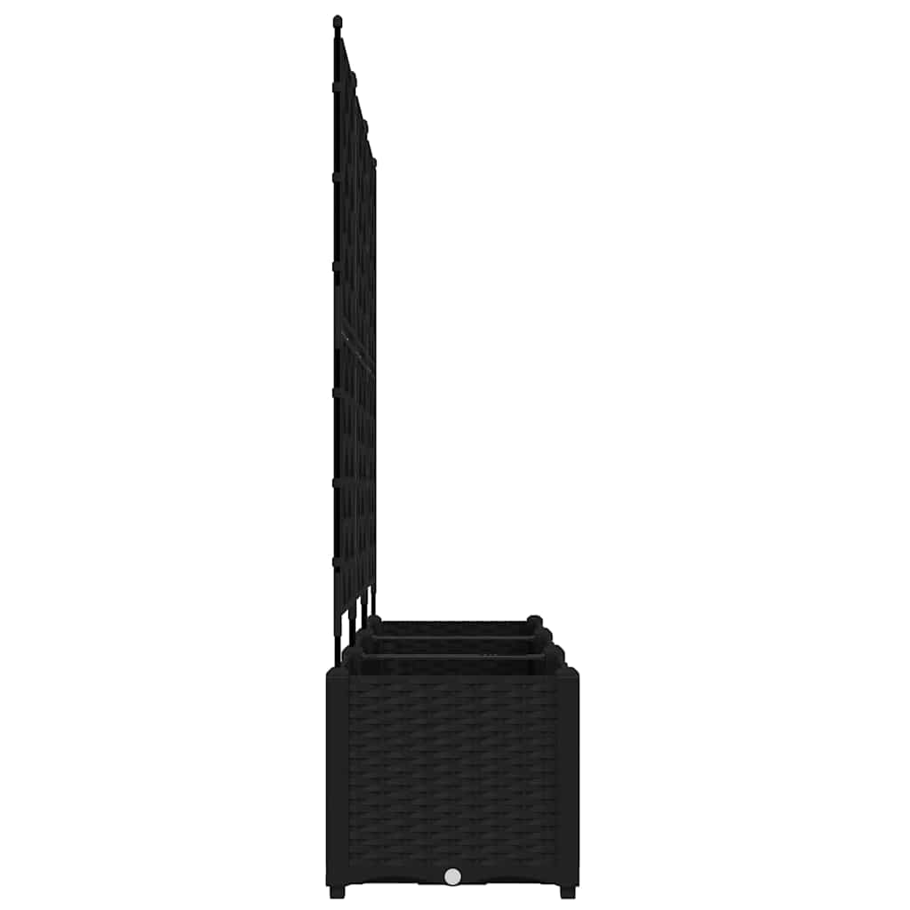 Vaso da giardino 3 pz-Set di 3 Fioriera da Esterno-Contenitore per Piante Nero 120 x 40 x 143 cm Acciaio