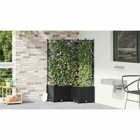 Vaso da Giardino con Trellis 3 pcs Nero 80 x 80 x 143 cm PP 42002841