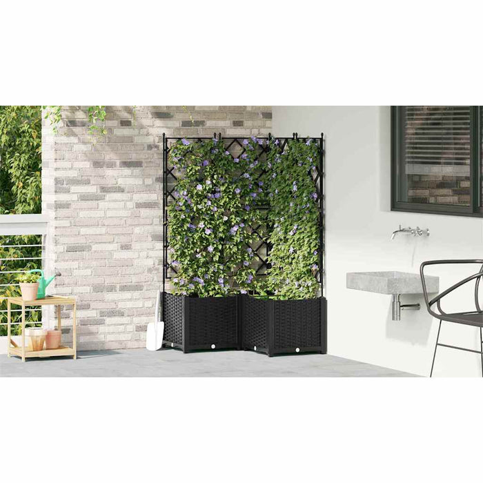 Vaso da Giardino con Trellis 3 pcs Nero 80 x 80 x 143 cm PP 42002841