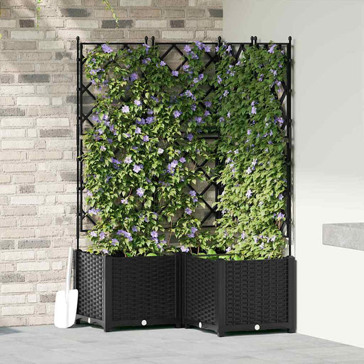 Vaso da Giardino con Trellis 3 pcs Nero 80 x 80 x 143 cm PP 42002841