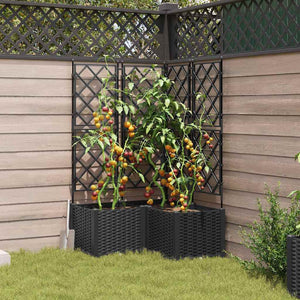 Vaso da Giardino con Trellis 3 pcs Nero 80 x 80 x 143 cm PP 42002841