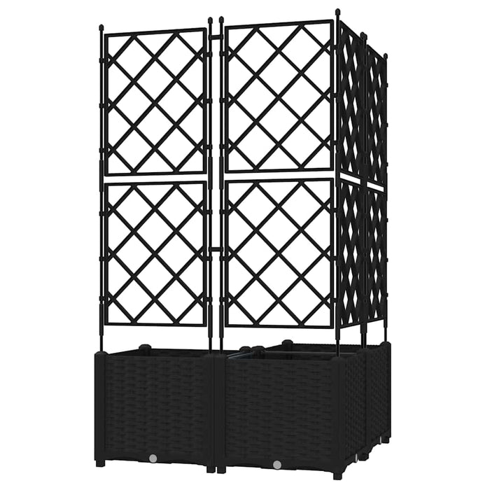Vaso da giardino 3 pz-Set di 3 Fioriera da Esterno-Contenitore per Piante Nero 80 x 80 x 143 cm Acciaio