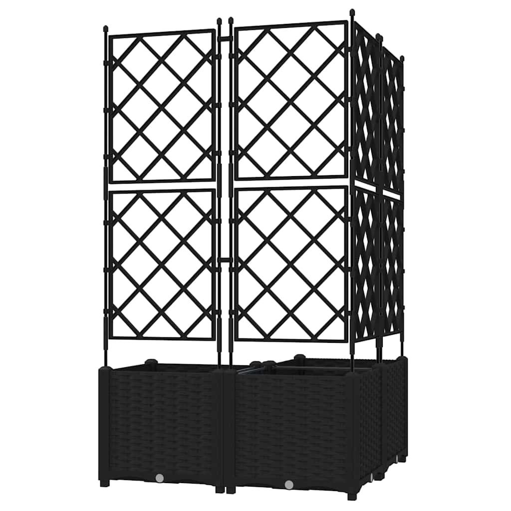 Vaso da Giardino con Trellis 3 pcs Nero 80 x 80 x 143 cm PP 42002841