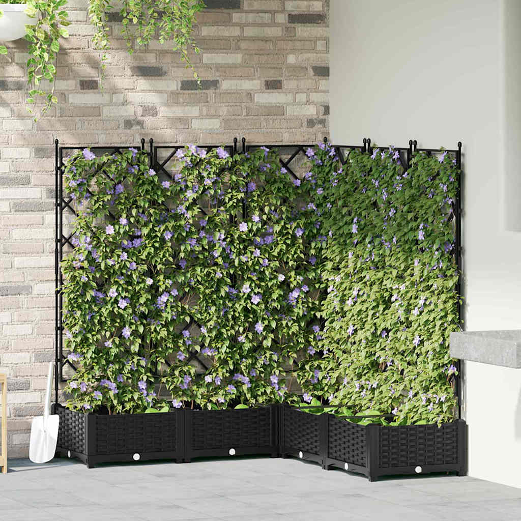 Vaso da Giardino con Trellis 5 pcs Nero 120 x 120 x 125.5 cm PP 42002842