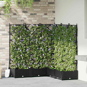 Vaso da Giardino con Trellis 5 pcs Nero 120 x 120 x 125.5 cm PP 42002842