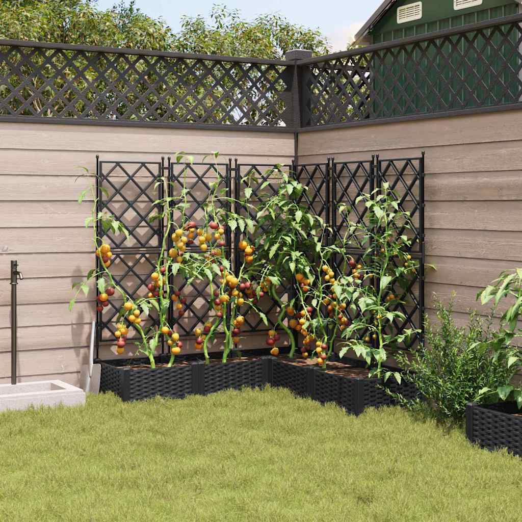 Vaso da giardino 5 pz-Set di 5 Fioriera da Esterno-Contenitore per Piante Nero 120 x 120 x 125,5 cm Acciaio