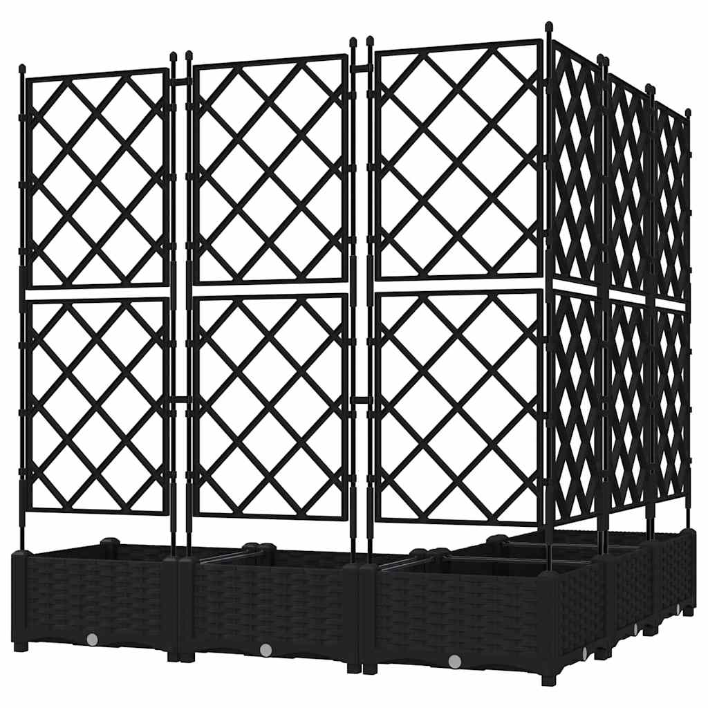 Vaso da Giardino con Trellis 5 pcs Nero 120 x 120 x 125.5 cm PP 42002842
