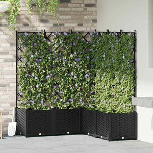 Vaso da Giardino con Trellis 5 pcs Nero 120 x 120 x 143 cm PP 42002843