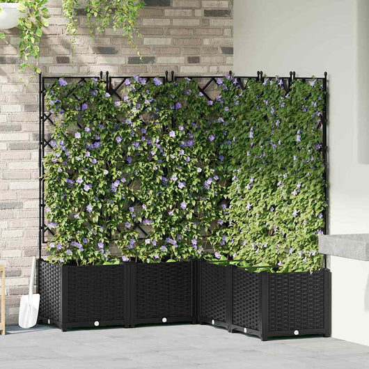 Vaso da Giardino con Trellis 5 pcs Nero 120 x 120 x 143 cm PP 42002843