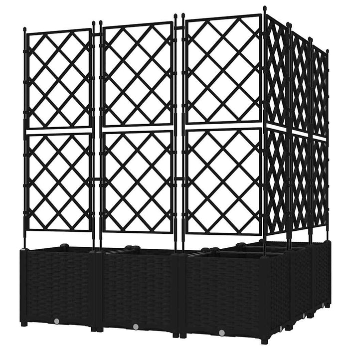 Vaso da Giardino con Trellis 5 pcs Nero 120 x 120 x 143 cm PP 42002843