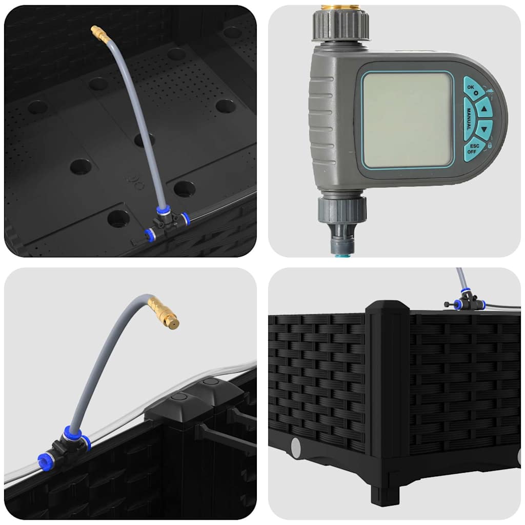 Vaso da giardino 4 pz-Set di 4 Fioriera da Esterno-Contenitore per Piante Nero Acciaio 248708