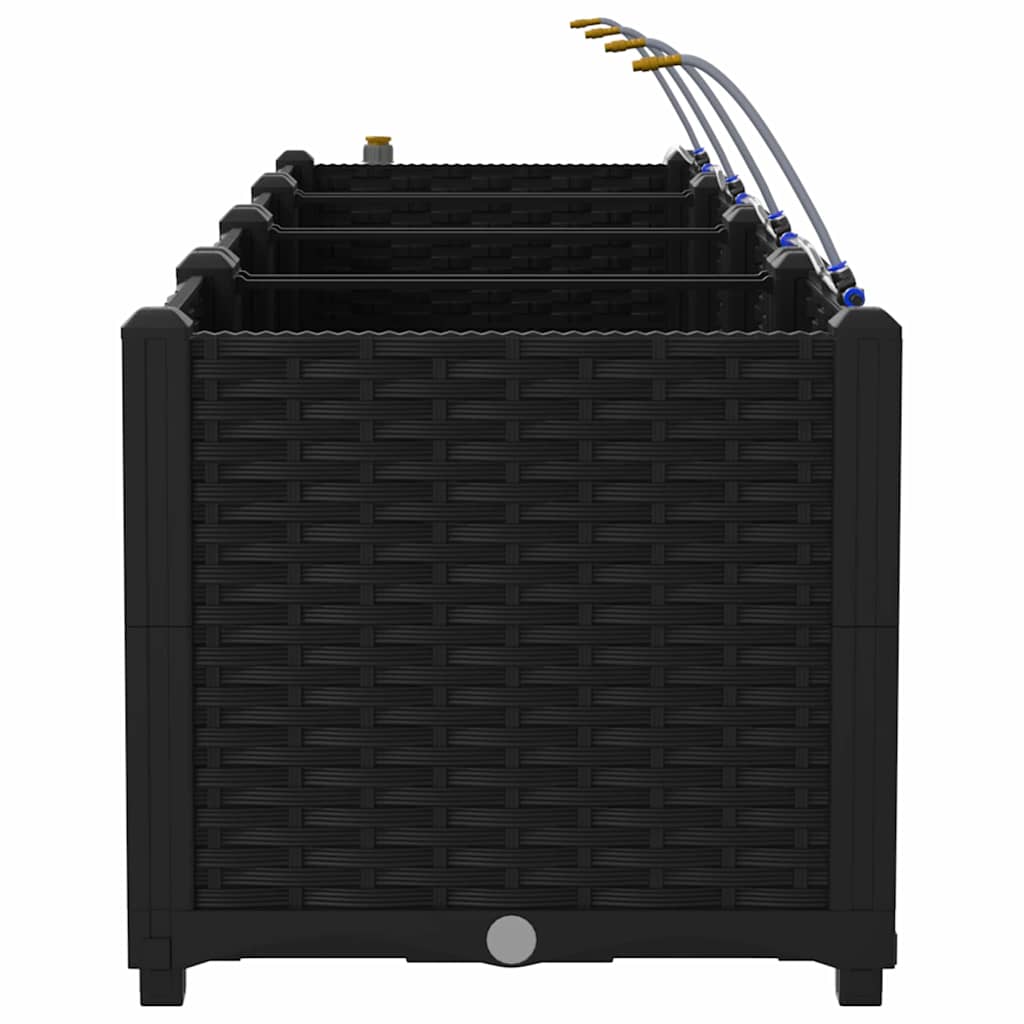 Vaso da giardino 3 pz-Set di 3 Fioriera da Esterno-Contenitore per Piante Nero Acciaio 566904