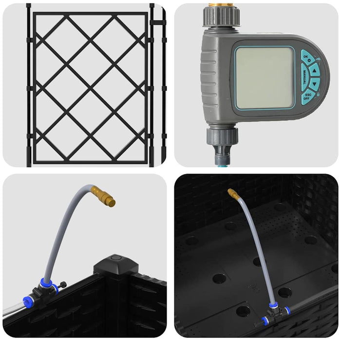 Vaso da giardino-Fioriera Esterno-Contenitore per Piante Nero 40 x 40 x 126 cm Acciaio