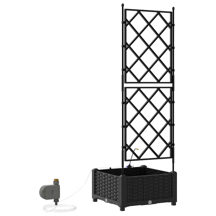 Vaso da giardino-Fioriera Esterno-Contenitore per Piante Nero 40 x 40 x 126 cm Acciaio