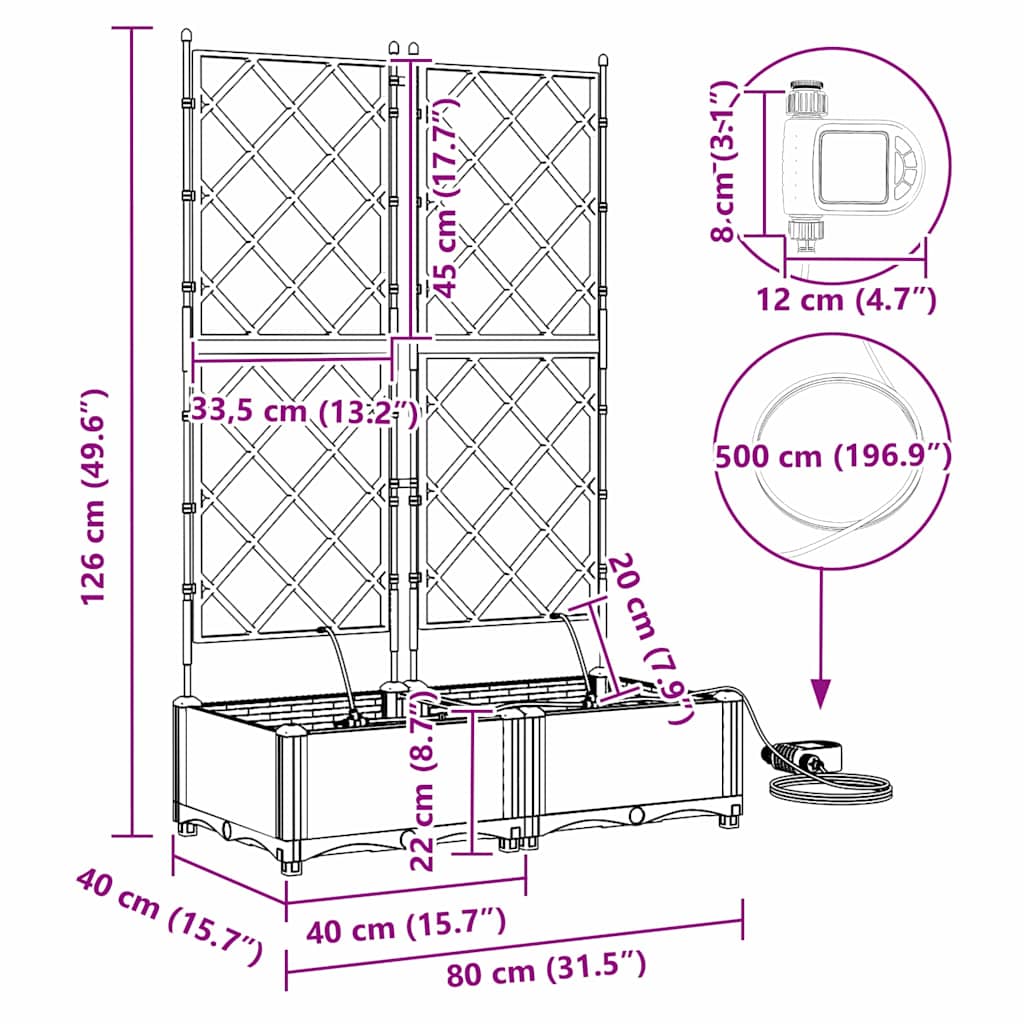 Vasi da giardino Nero 80 x 40 x 126 cm Acciaio 42002850