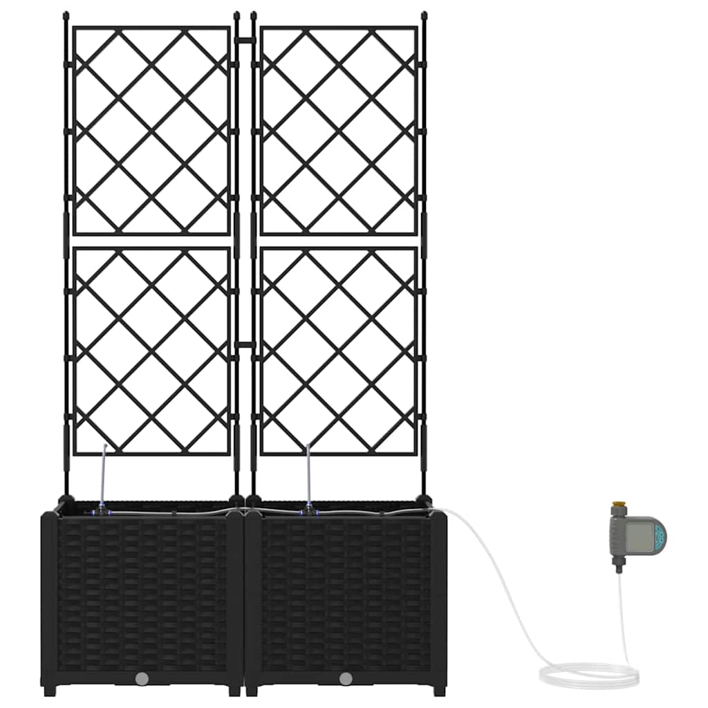 Vaso da giardino 2 pz-Set di 2 Fioriera da Esterno-Contenitore per Piante Nero Acciaio 981847