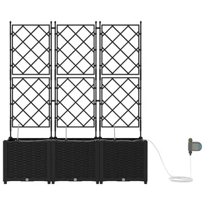 Vaso da giardino 3 pz-Set di 3 Fioriera da Esterno-Contenitore per Piante Nero Acciaio 499002
