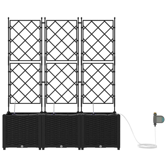 Vaso da giardino 3 pz-Set di 3 Fioriera da Esterno-Contenitore per Piante Nero Acciaio 499002