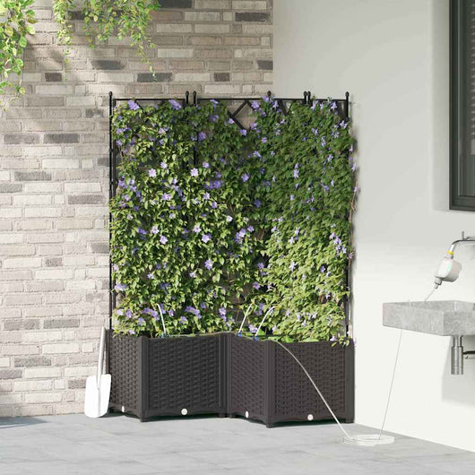 Vaso da giardino 3 pz-Set di 3 Fioriera da Esterno-Contenitore per Piante Nero Acciaio 440468