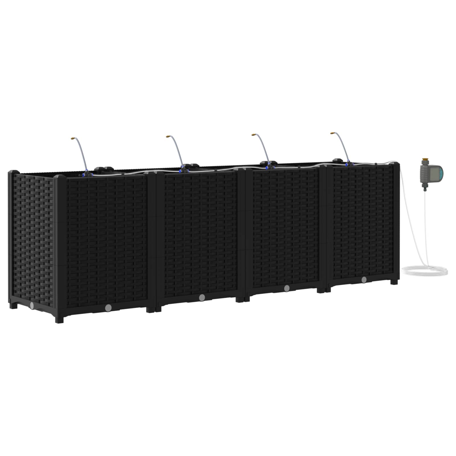 Vaso da giardino 4 pz-Set di 4 Fioriera da Esterno-Contenitore per Piante Nero 160 x 40 x 53 cm Acciaio