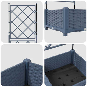 Vaso da Giardino con Trellis Grigio 40 x 40 x 125.5 cm PP 42002858
