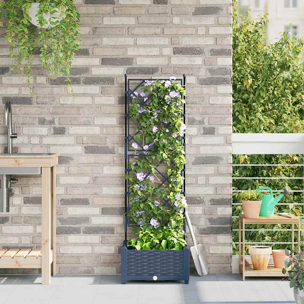 Vaso da Giardino con Trellis Grigio 40 x 40 x 125.5 cm PP 42002858