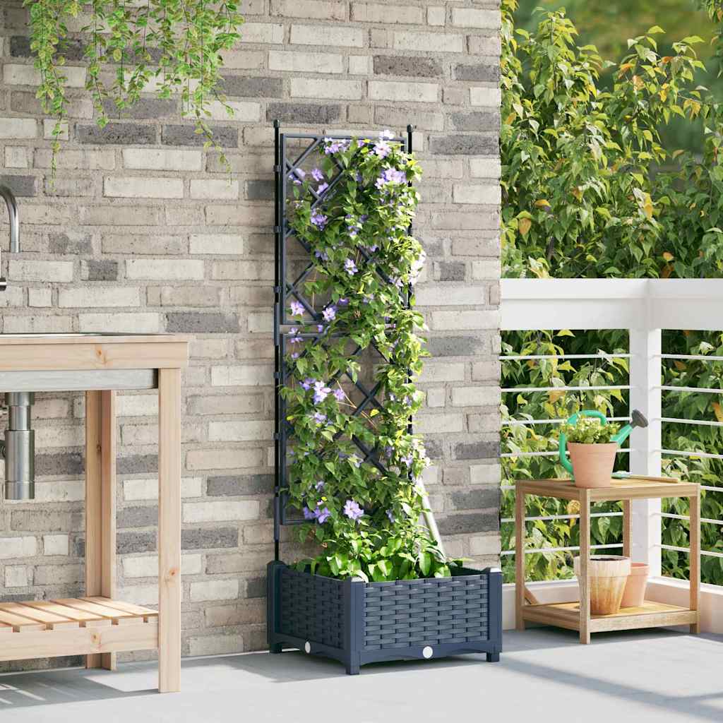 Vaso da Giardino con Trellis Grigio 40 x 40 x 125.5 cm PP 42002858