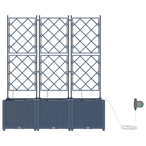 Vaso da Giardino con Trellis Grigio 40 x 40 x 143 cm PP 42002859
