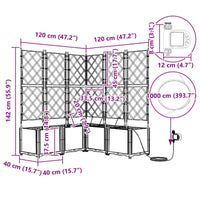 Vaso da giardino-Fioriera Esterno-Contenitore per Piante Grigio 40 x 40 x 143 cm Acciaio