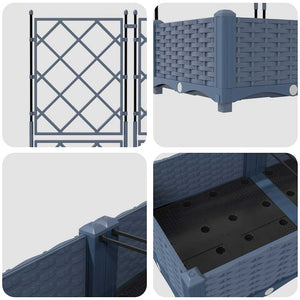 Vaso da Giardino con Trellis 3 pcs Grigio 120 x 40 x 125.5 cm 42002862