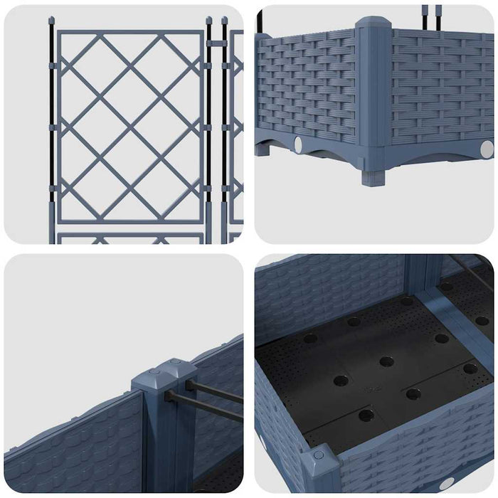 Vaso da Giardino con Trellis 3 pcs Grigio 120 x 40 x 125.5 cm 42002862